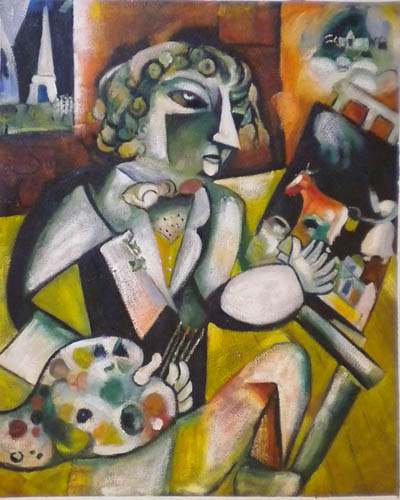 Vendita falso d'autore Self portrait with sevenfinger di Marc Chagall